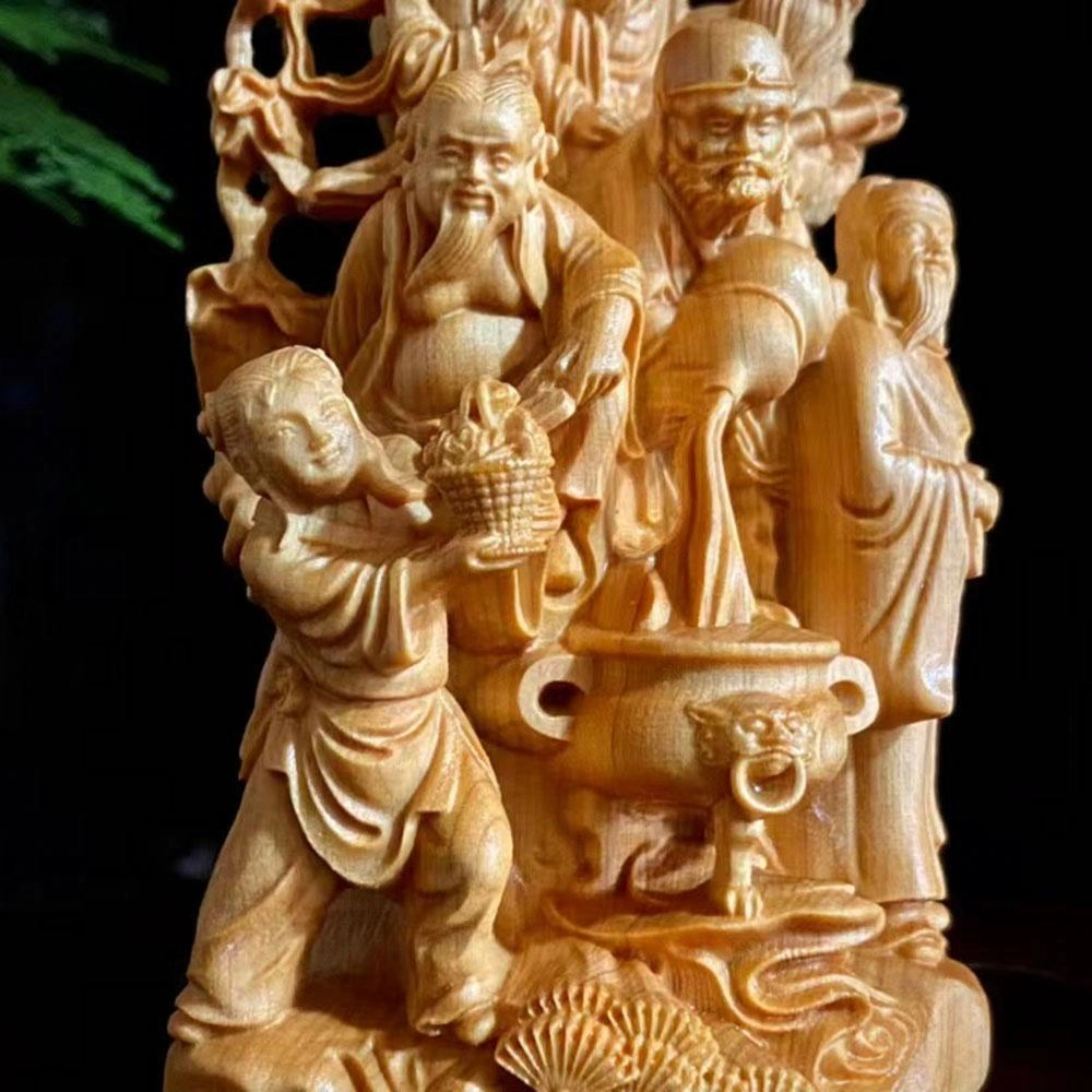 仙作美 八仙过海 精雕工艺品#好运 崖柏 摆件 男女同款情侣款