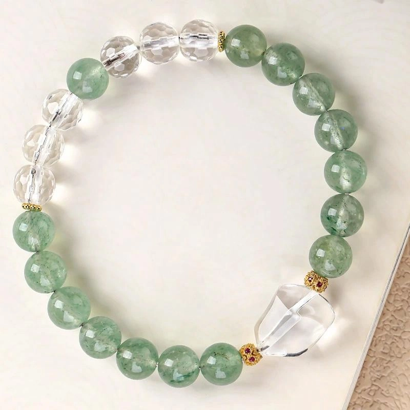 玺璎 轻奢小众招桃花爱情石绿#好运天然 草莓晶 手串 女款
