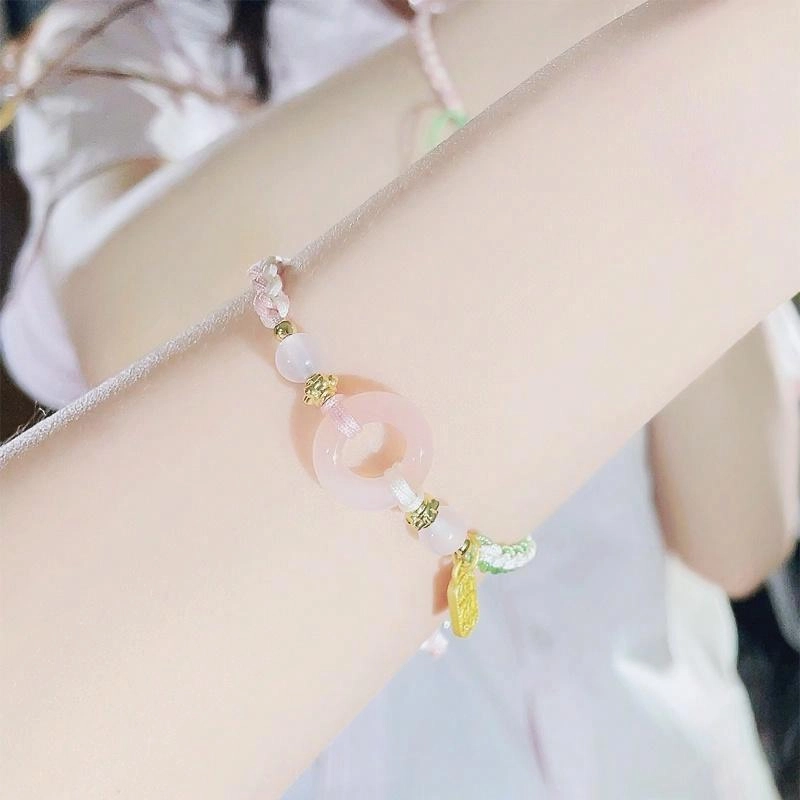 【可代写贺卡】 柯芙尼 平安喜乐 国风新中式本命年如意编织手绳可调节 玛瑙 手链 男女同款情侣款