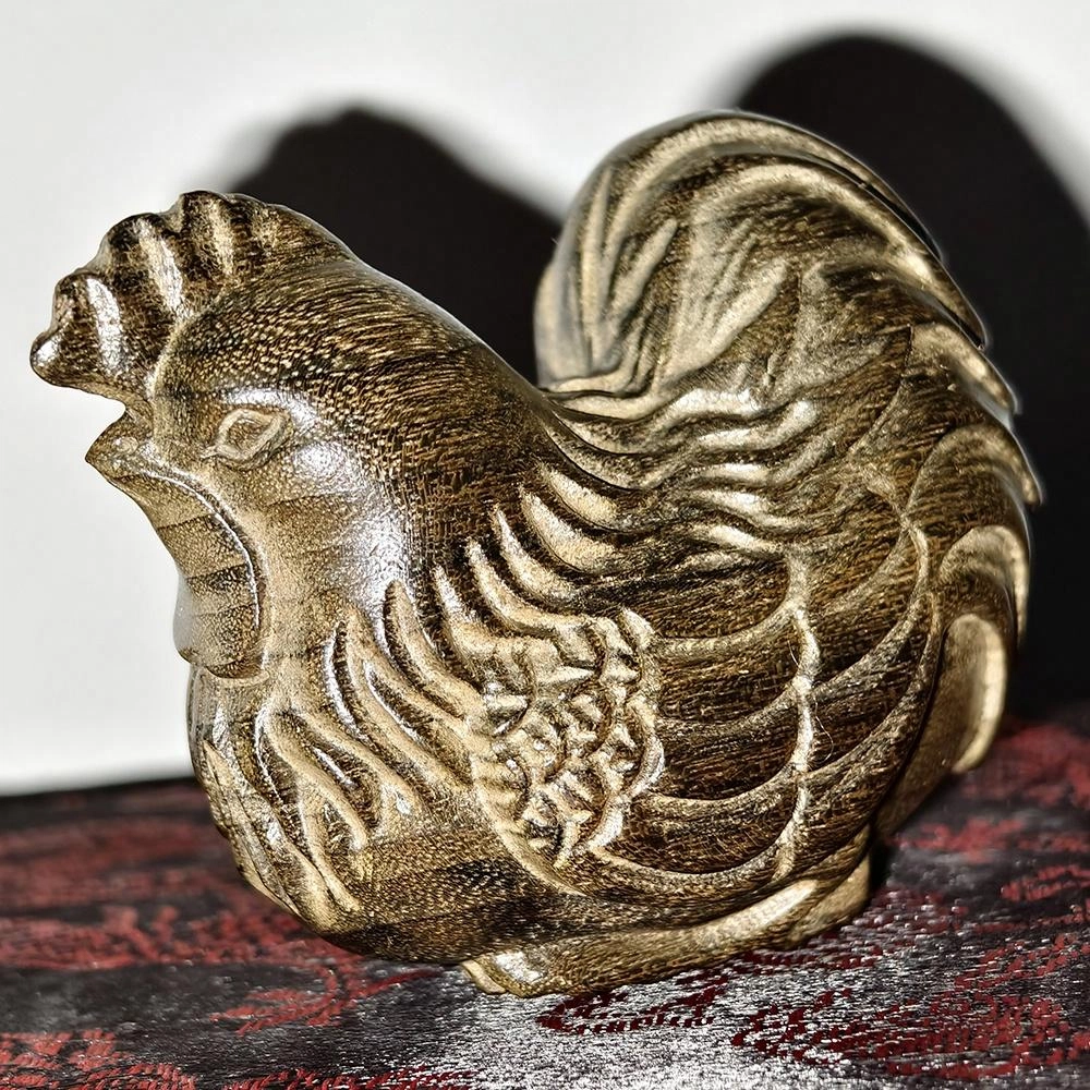 仙作美 假一赔万（金鸡报喜）金丝楠手把件中式工艺品文玩 阴沉木 木作摆件 男女同款情侣款