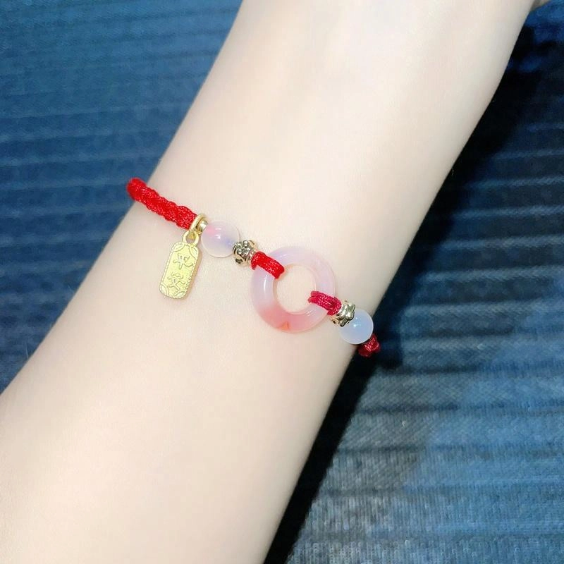 【可代写贺卡】 柯芙尼 平安喜乐 国风新中式本命年如意编织手绳可调节 玛瑙 手链 男女同款情侣款