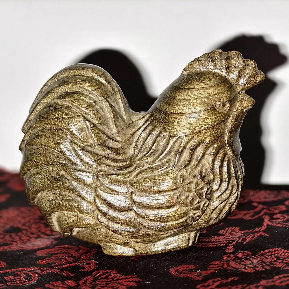 仙作美 假一赔万（金鸡报喜）金丝楠手把件中式工艺品文玩 阴沉木 木作摆件 男女同款情侣款