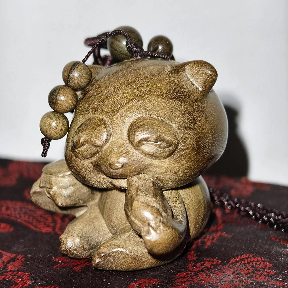 仙作美 假一赔万（小熊猫）金丝楠木乌木中式工艺品文玩小挂件 阴沉木 木作把件 男女同款情侣款