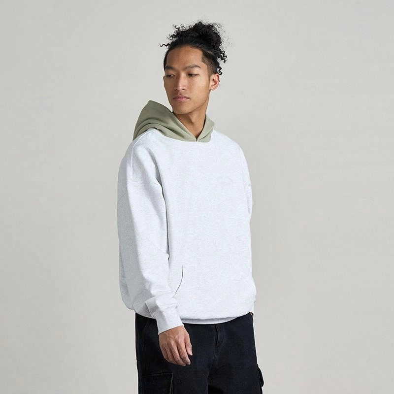 华人青年 撞色宽松帽衫休闲套头连帽卫衣 男女同款