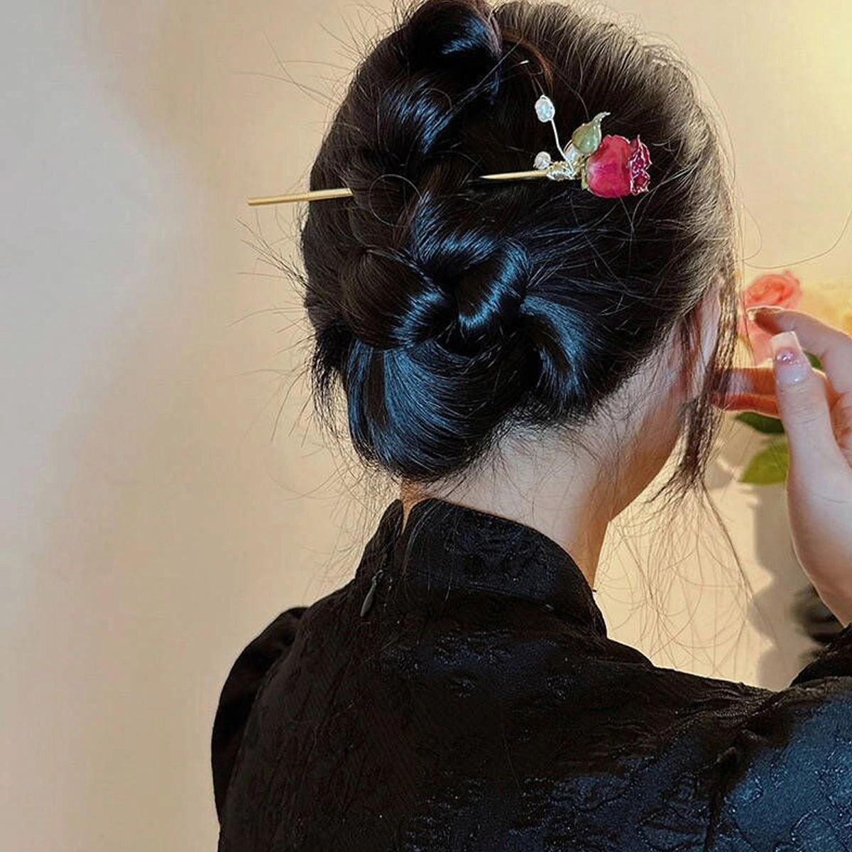 贯古今 新中式高级感玫瑰花 合金 发簪 女款