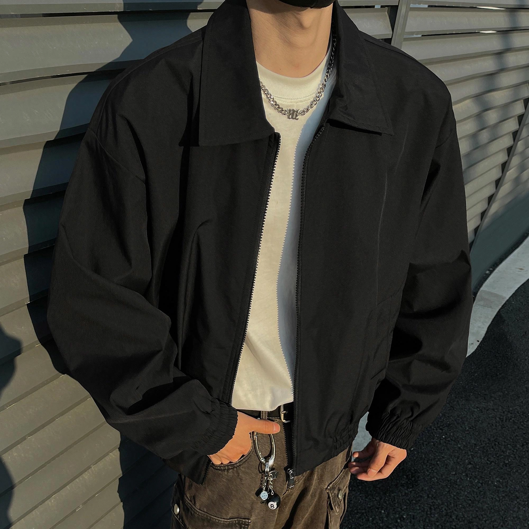 徐太浪 美式工装复古纯色翻领教练潮流百搭挺括夹克外套 男女同款
