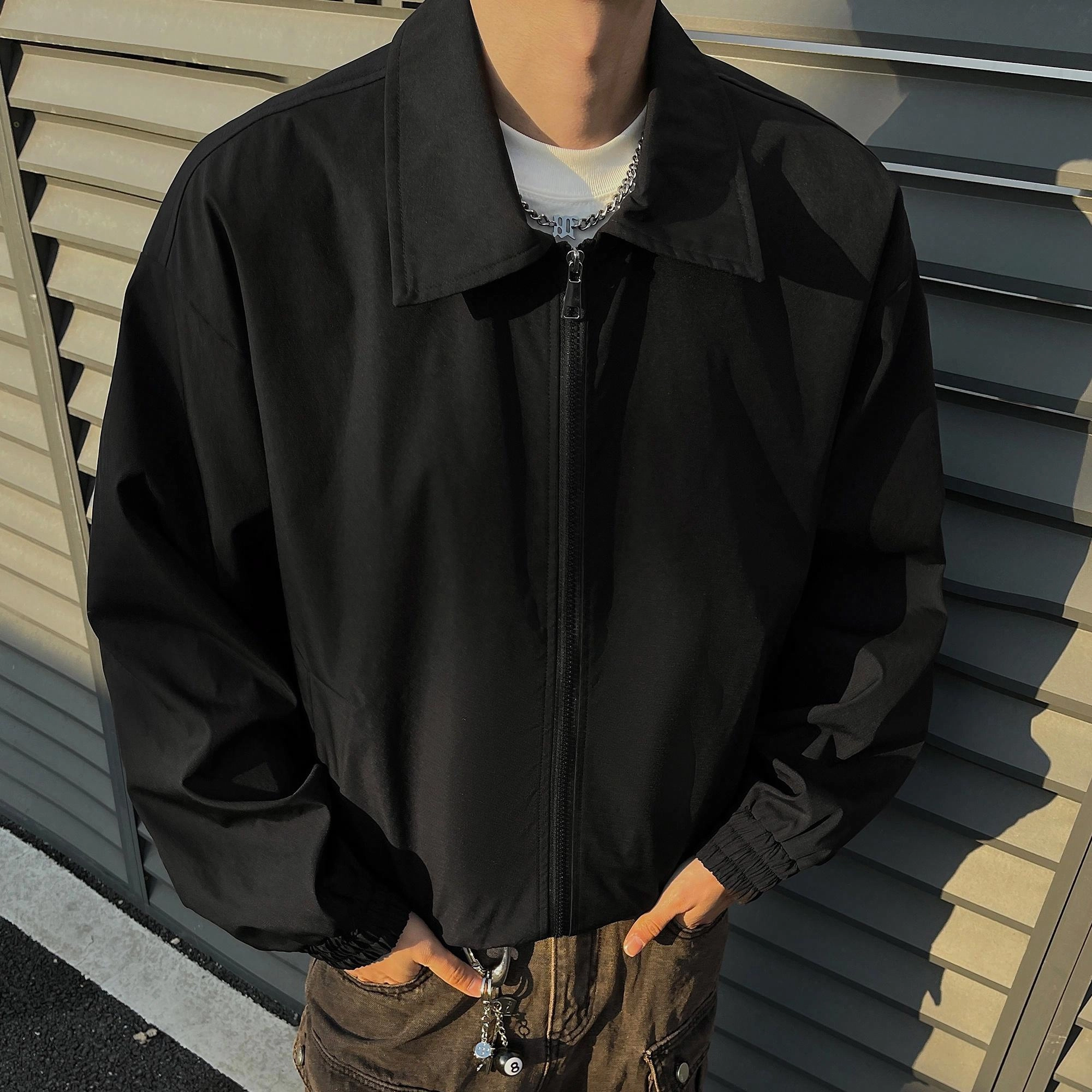 徐太浪 美式工装复古纯色翻领教练潮流百搭挺括夹克外套 男女同款