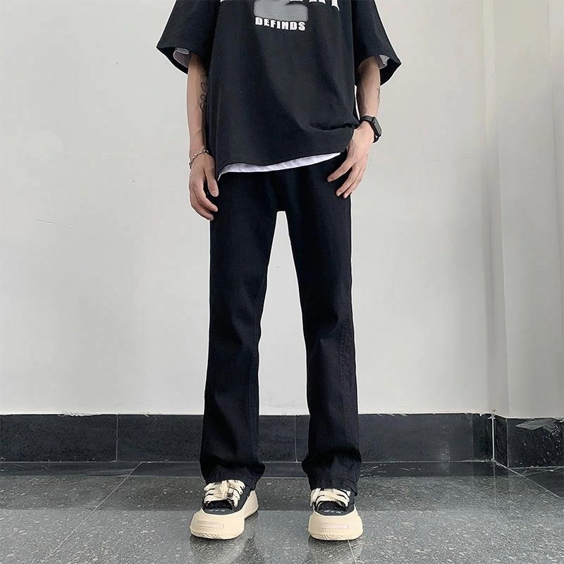 袋鼠 美式街头复古休闲宽松百搭微喇牛仔裤 男女同款