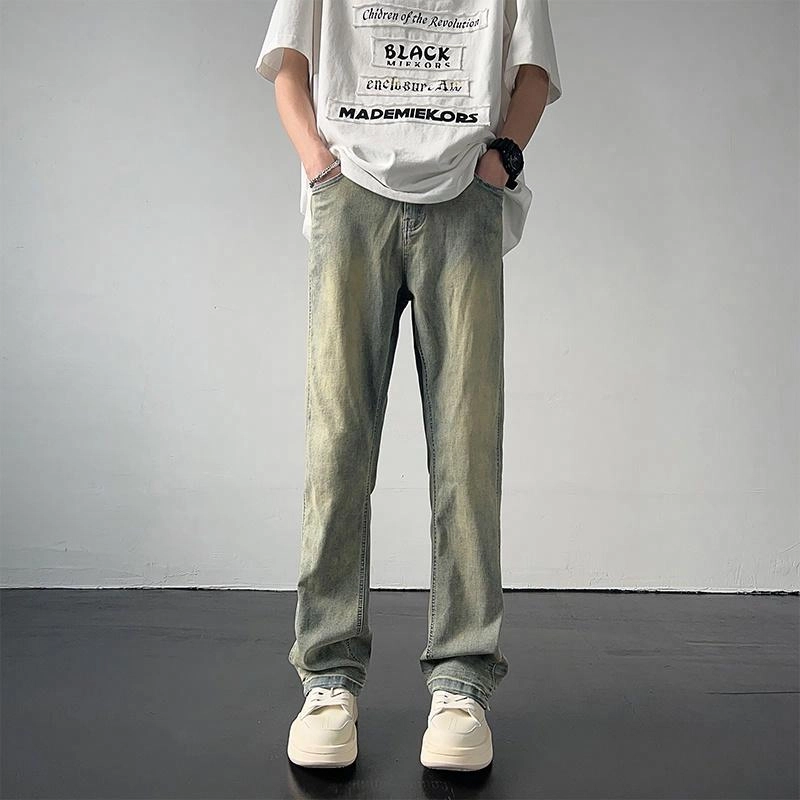 袋鼠 美式街头复古休闲宽松百搭微喇牛仔裤 男女同款