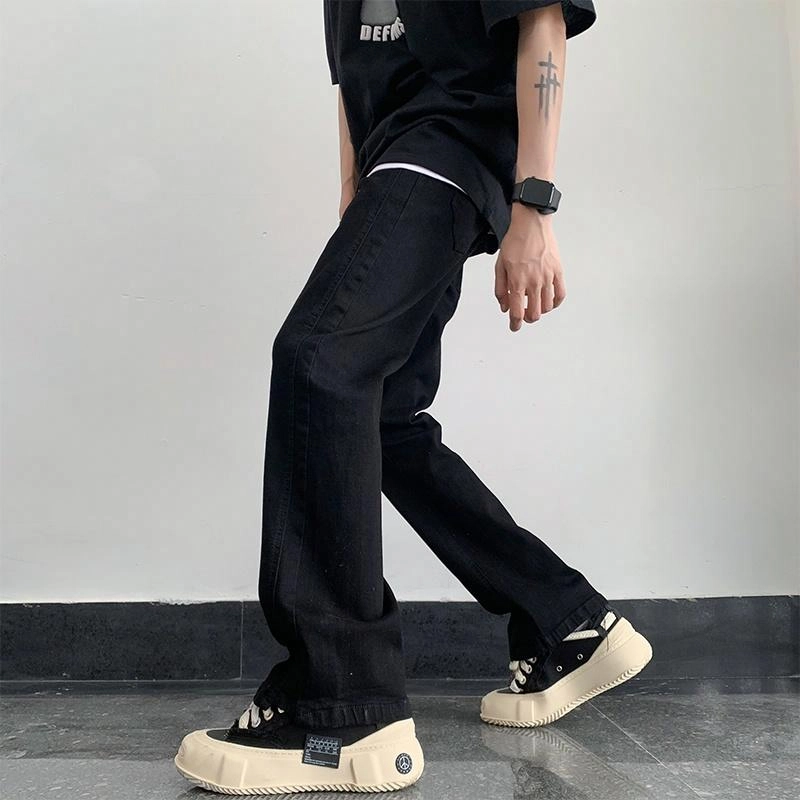 袋鼠 美式街头复古休闲宽松百搭微喇牛仔裤 男女同款