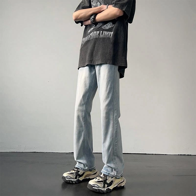 袋鼠 美式街头复古休闲宽松百搭微喇牛仔裤 男女同款