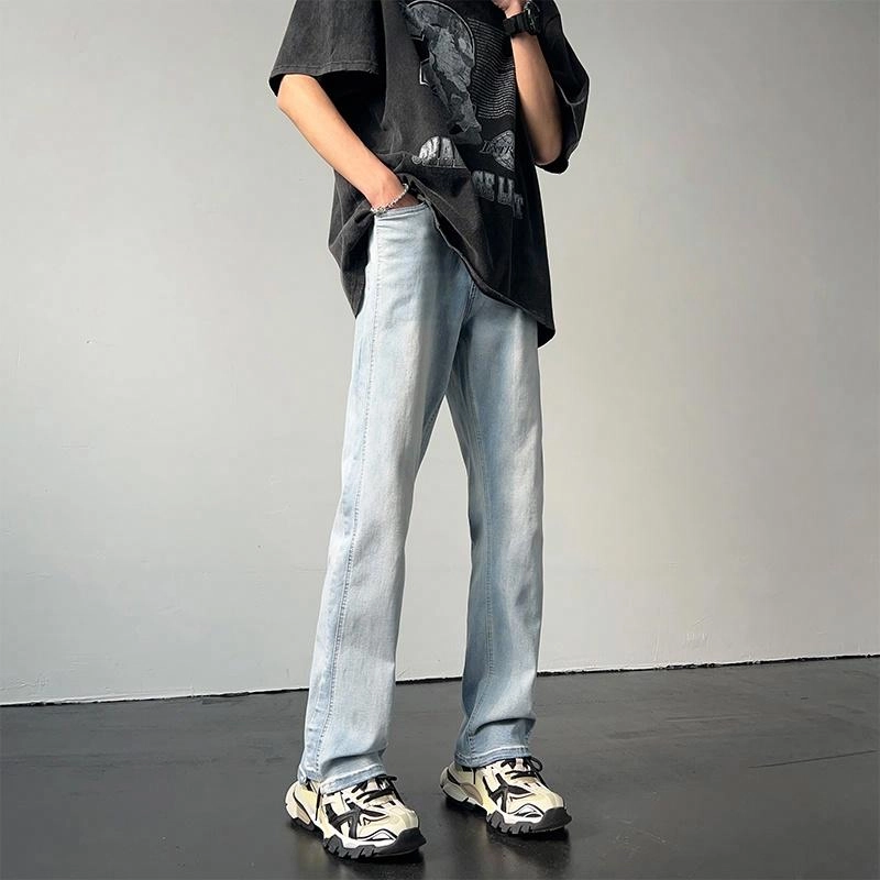 袋鼠 美式街头复古休闲宽松百搭微喇牛仔裤 男女同款