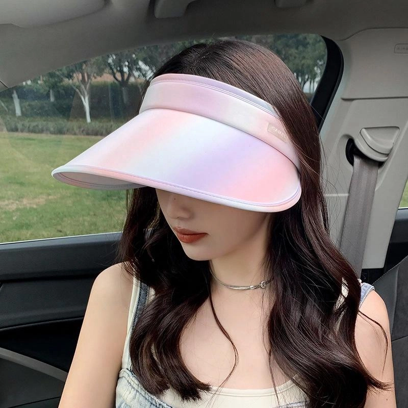 祎步康 爆款渐变彩虹色 聚酯纤维 防晒帽 女款