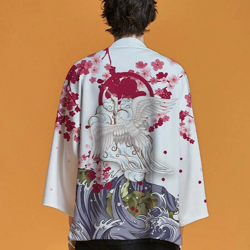 木村三社 樱花仙鹤印花 道袍汉服 男女同款