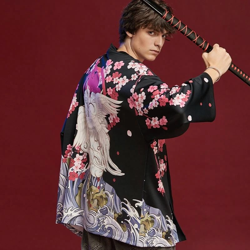 木村三社 樱花仙鹤印花 道袍汉服 男女同款