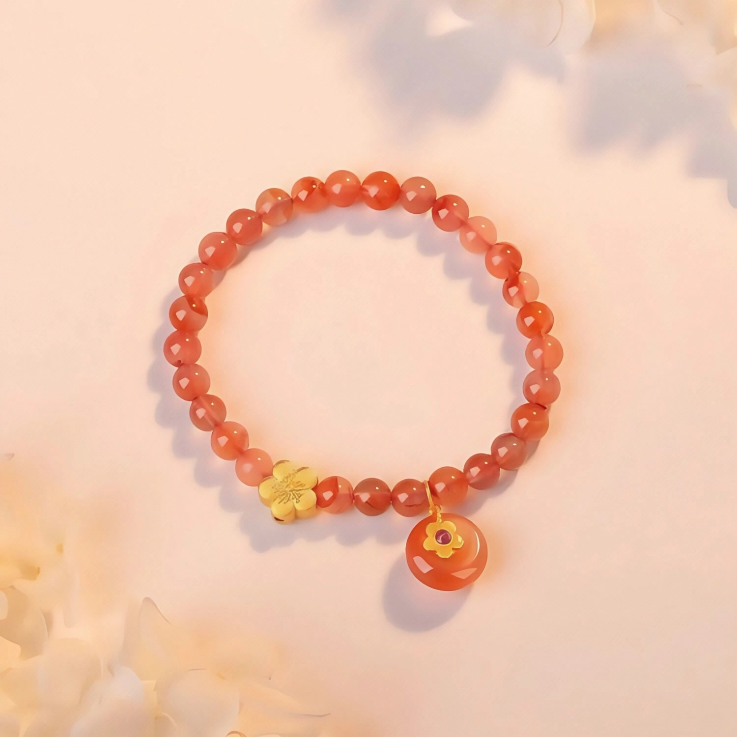 【流光溢彩】 帝苏行 桃花朵朵 新中式国潮 吉祥如意平安顺遂 简约小众设计 玛瑙 手串 女款