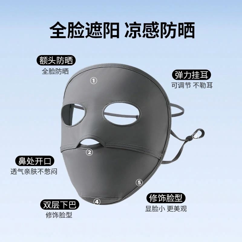 南极人 脸罩夏季防紫外线冰丝薄款脸基尼全脸防护口罩户外骑行开车遮阳护额头透气  轻薄 防晒面罩 男女同款情侣款