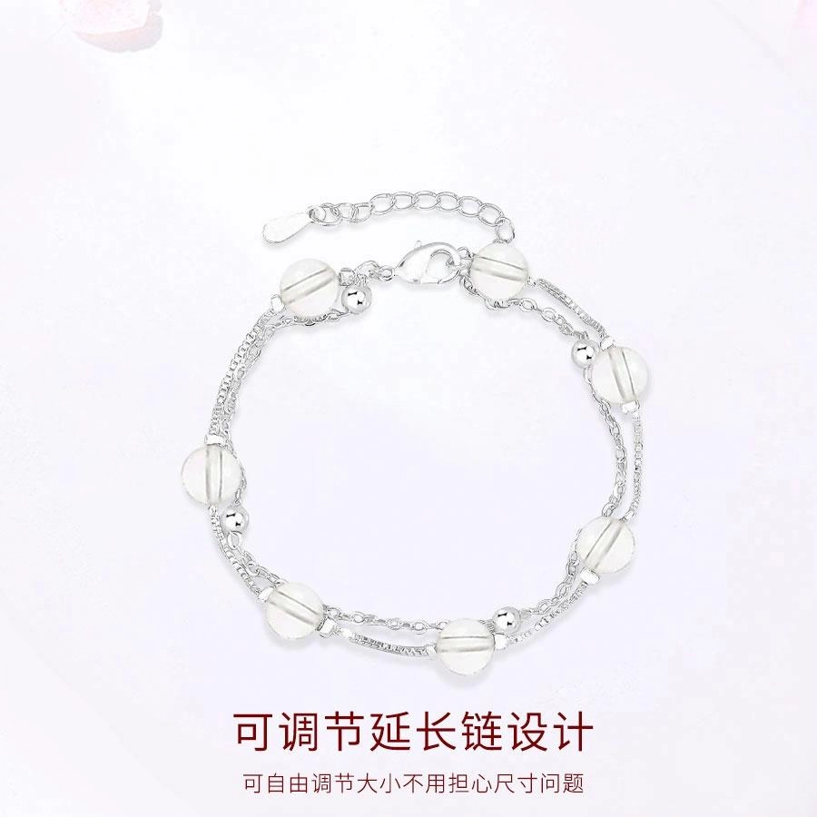 【S925银&净化情绪】 金师傅 双层 时来运转上岸招财时尚小众轻奢气质简约百搭#好运天然 白水晶 手链 男女同款情侣款