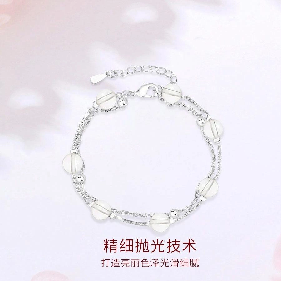 【S925银&净化情绪】 金师傅 双层 时来运转上岸招财时尚小众轻奢气质简约百搭#好运天然 白水晶 手链 男女同款情侣款
