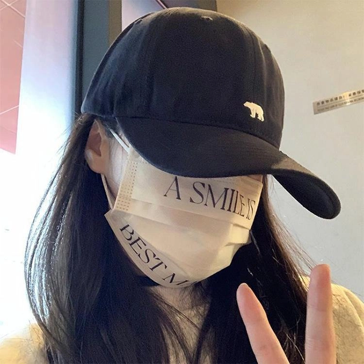 浪莎 北极熊刺绣宽檐大头围显脸小防晒 棉 鸭舌帽 男女同款情侣款