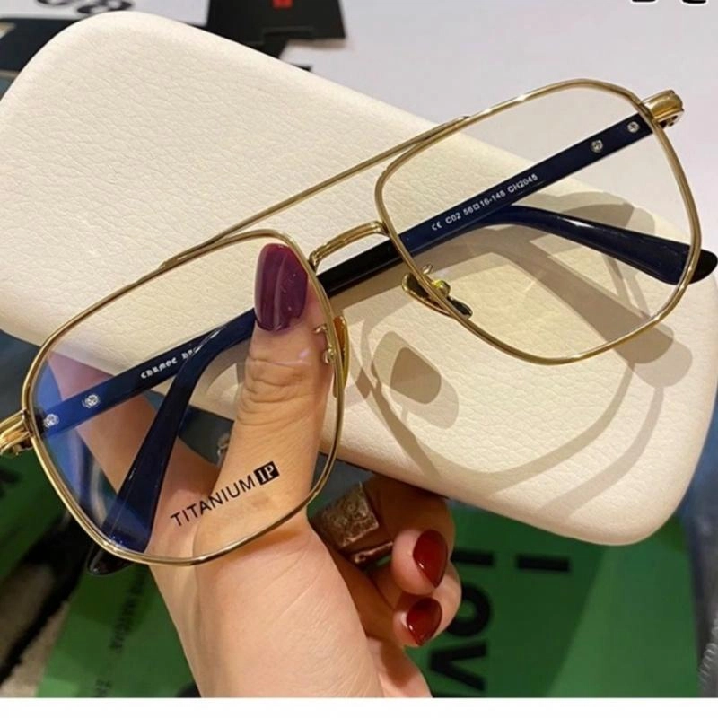 【联系客服可配度数】 佐川 纯钛 飞行员式复古双梁眼镜框  显脸小 飞行员式/蛤蟆镜 功能性眼镜 男女同款情侣款 可配近视散光度数