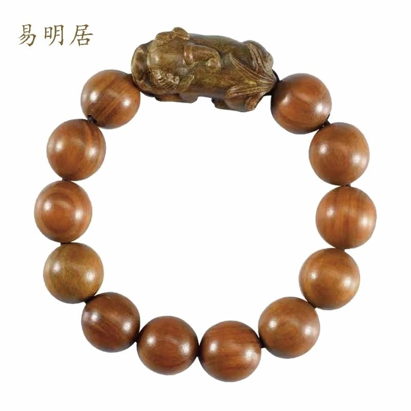 易明居 国风新中式霸气大颗文玩佛珠 招财吞金兽貔貅 本命年 复古高级感串珠 收藏级古色古香盘玩手把件#好运 绿檀 手串 男款