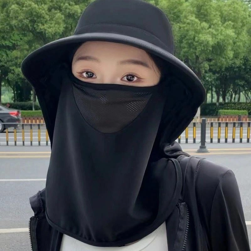 佩洛依 全方位舒适透气遮脸面罩护颈一体太阳帽防紫外线户外运动钓鱼遮阳帽轻便夏 聚酯纤维 防晒帽 男女同款情侣款