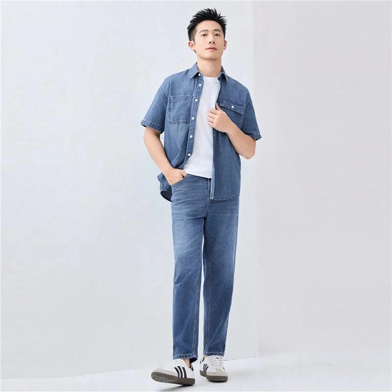 佐丹奴 简约时尚中腰长直筒宽松百搭牛仔裤 男款