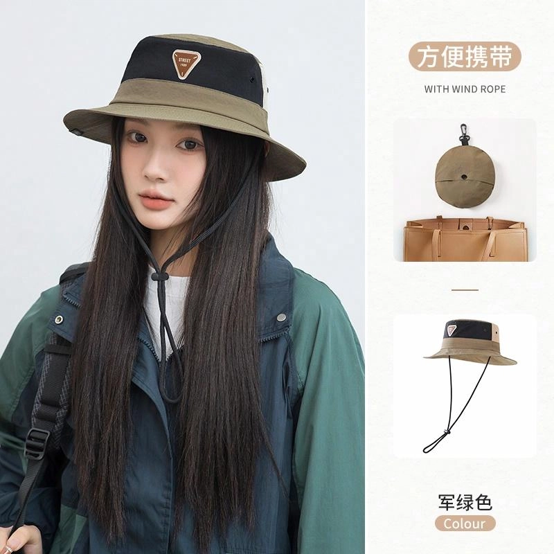 杨同学 可收纳 速干 防晒 防水 透气 登山 西部牛仔风 户外 防紫外线 遮阳 锦纶 渔夫帽 女款