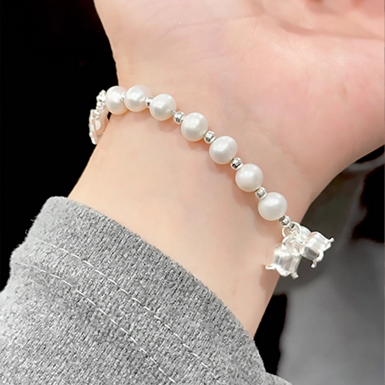 【赠暴富手机贴】 正大福 称心如意铃兰花半镯 新中式铃兰花纯洁国风典雅奢华美学婉约清丽简约时尚日常百搭轻奢小众质感 玉髓 手链 女款