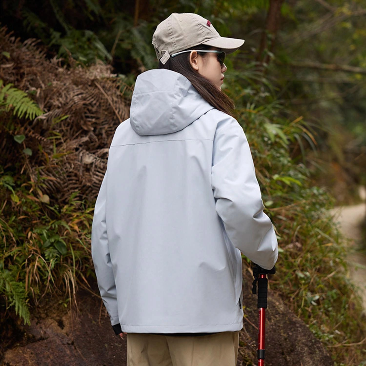 依文  美式复古潮牌山系户外纯色雪山山脉字母印花登山徒步连帽三合一休闲宽松  防水防风透气保暖冲锋衣 男女同款