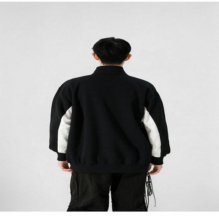 轻迎 美式男痞帅立领潮牌时尚简约宽松百搭卫衣 男款
