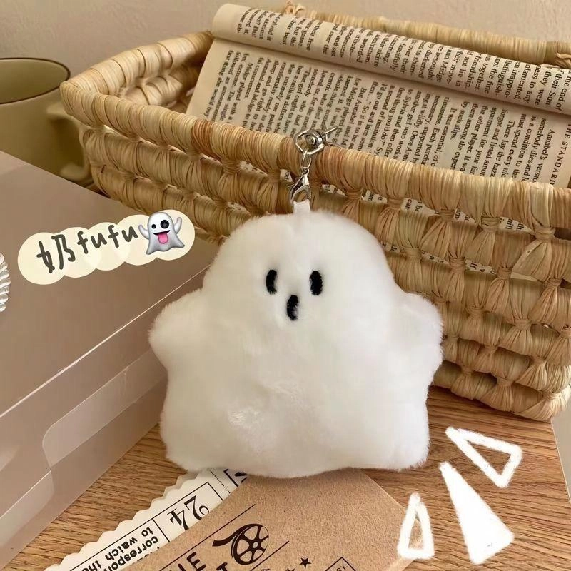 千桐 可爱白色小幽灵  卡通治愈 创意手机绳包包 行李箱  卡通玩偶 毛绒 挂件 男女同款情侣款