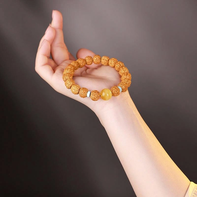 木盛缘 五瓣双龙文玩木饰 金刚菩提 手串 男女同款情侣款