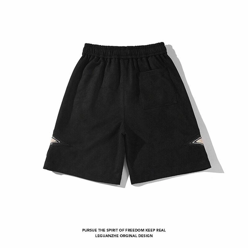 轻迎 夏季大码美式复古麂皮绒休闲短裤 男款