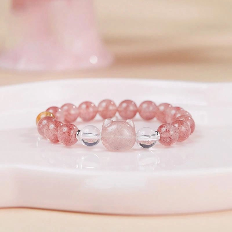 【甜美可爱】 老作坊 甜心猫咪 恋之华章 晶彩粉漾 显白转运仙女风 弹力可调节 水晶 手串 女款
