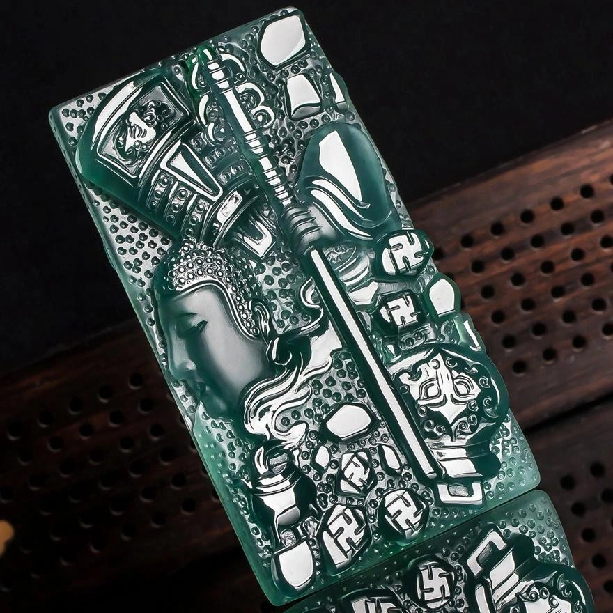 昼语 精雕细琢 大件厚装 老坑蓝水阿尼陀佛守护神玉挂件#好运 糯冰 翡翠吊坠 男女同款情侣款