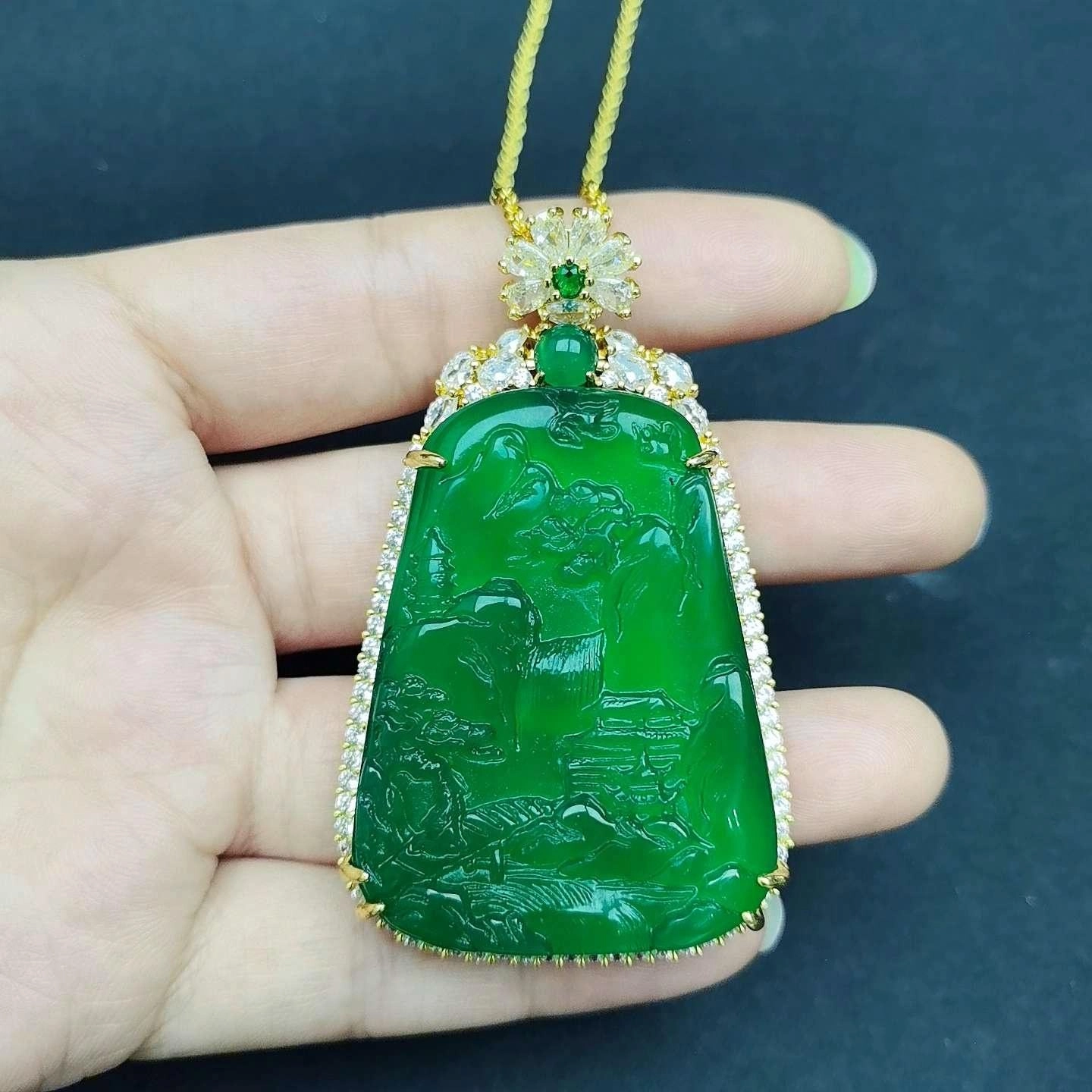 赐帛 本命年招财转运山水牌挂件新中式轻奢潮流高级感精致简约时尚气质#好运 玛瑙 项链 男女同款情侣款