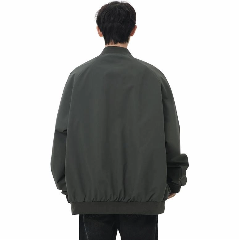 绘承 美式复古纯色简约基础款山系户外日常通勤宽松休闲防风飞行员棒球领夹克 男女同款