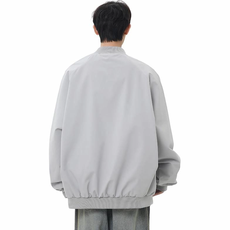 绘承 美式复古纯色简约基础款山系户外日常通勤宽松休闲防风飞行员棒球领夹克 男女同款