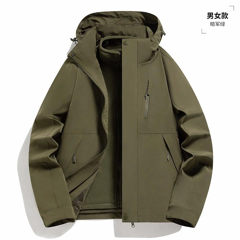 雅鹿  情侣款三合一时尚休闲可拆卸内胆两件套  防水防风保暖冲锋衣 男女同款