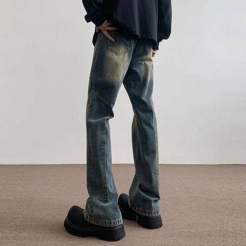 人本 美式复古高街宽松直筒牛仔裤 男女同款