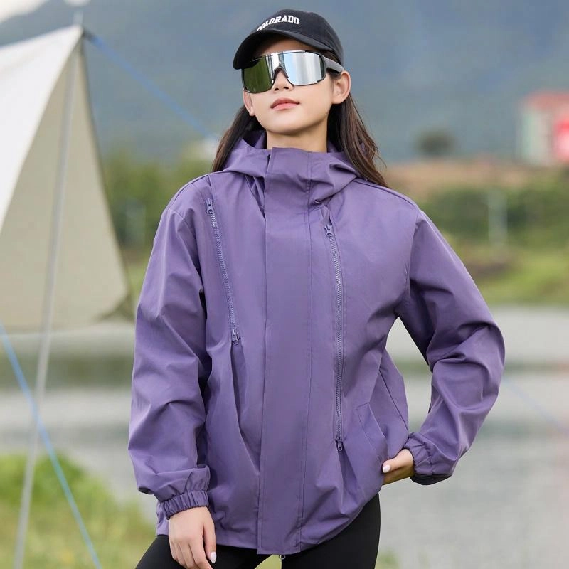 宜而爽 美式潮流简约基础纯色拉链山系户外连帽落肩宽松夹克外套 男女同款
