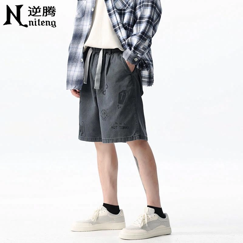 逆腾 美式印花纯棉宽松休闲短裤 男款