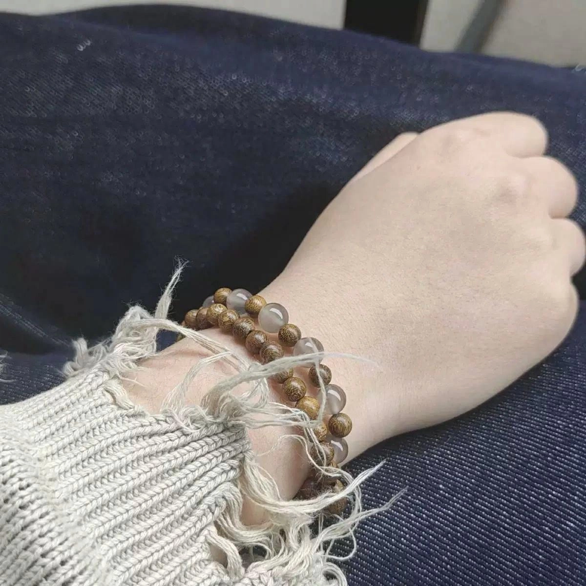唐述 【官方已过香】简单百搭显白气质 好运 新中式国潮叠戴转运 招财进宝 金丝檀木 手串 男女同款情侣款