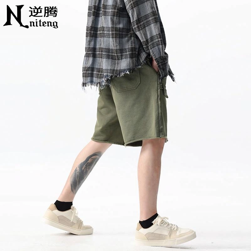 逆腾 潮牌针织宽松工装休闲短裤 男女同款
