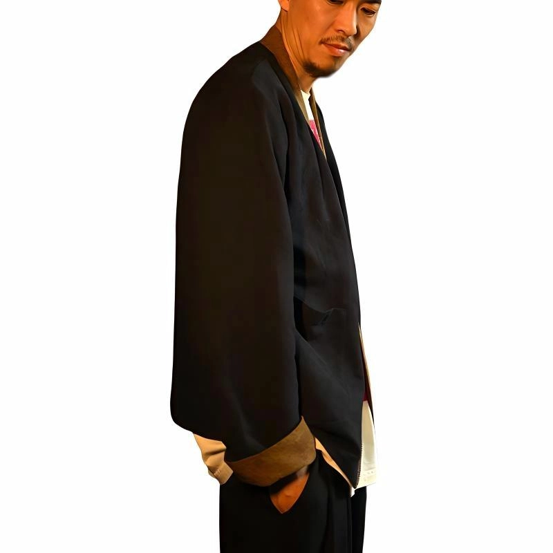 三省六部 中国风道家撞色拉链道袍外套汉服 男款
