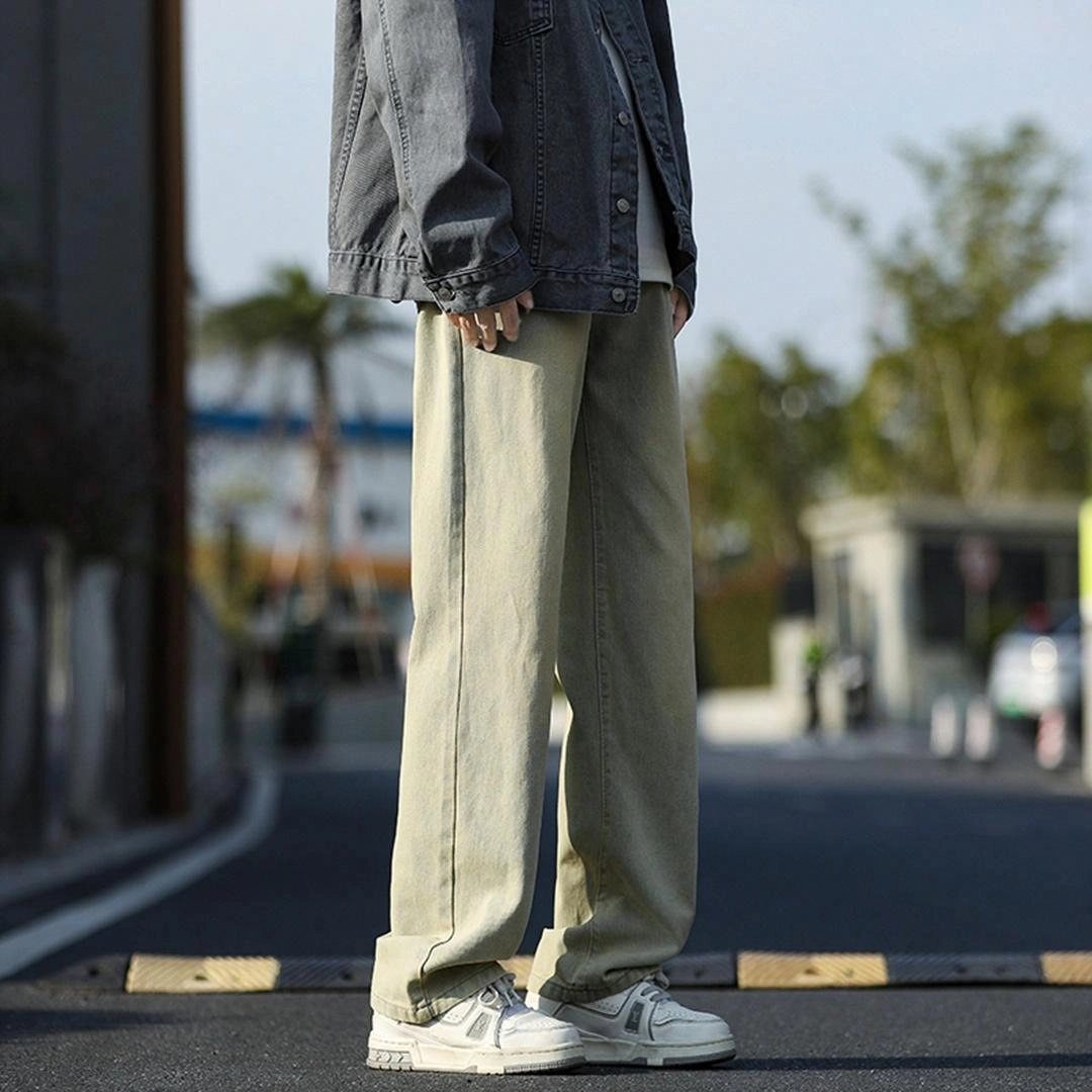 顶峰保罗 美式复古水洗直筒宽松百搭痞帅高街休闲长裤牛仔裤 男女同款