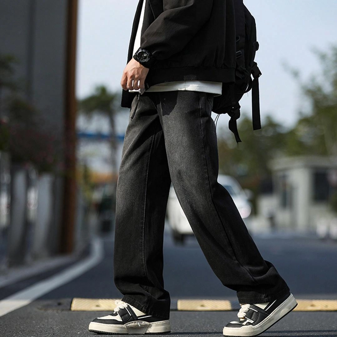 顶峰保罗 美式复古水洗直筒宽松百搭痞帅高街休闲长裤牛仔裤 男女同款