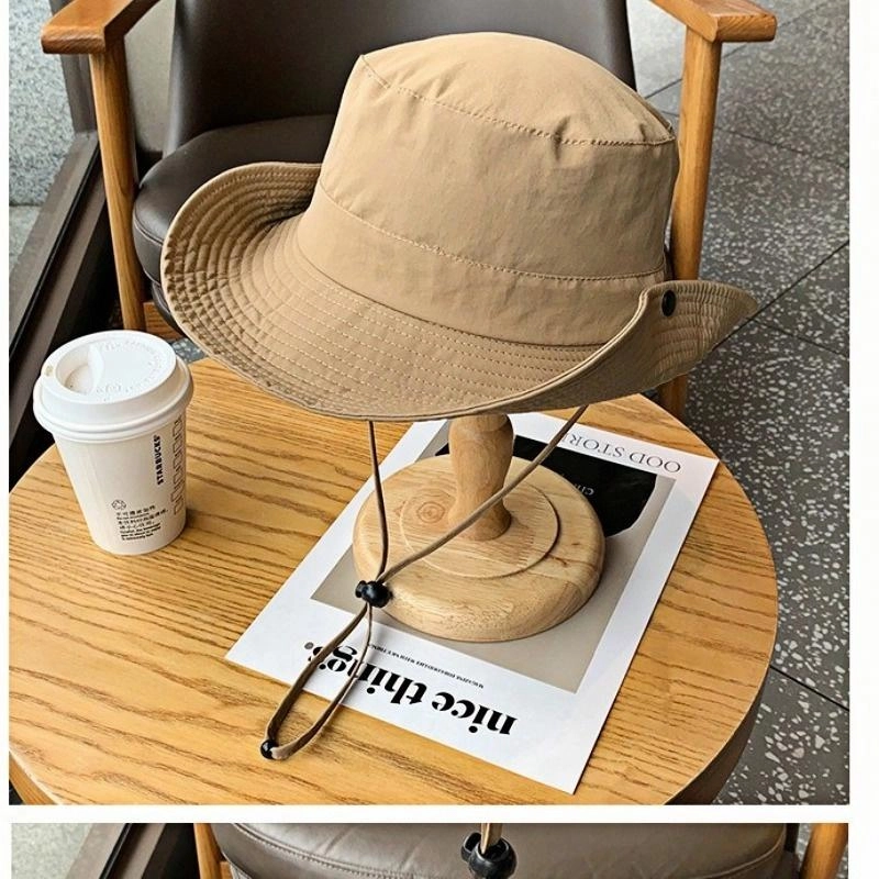 佐闯 日系纯色速干防水户外遮阳大帽檐防紫外线 聚酯纤维 渔夫帽 男女同款情侣款